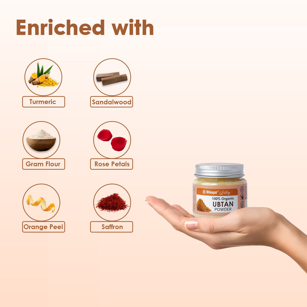 Shingar Silky Ubtan Powder – 100% Organic, Chemical-Free Herbal Face & Body Pack | Natural Glow & Tan Removal | No Preservatives – 60g Shingar Silky