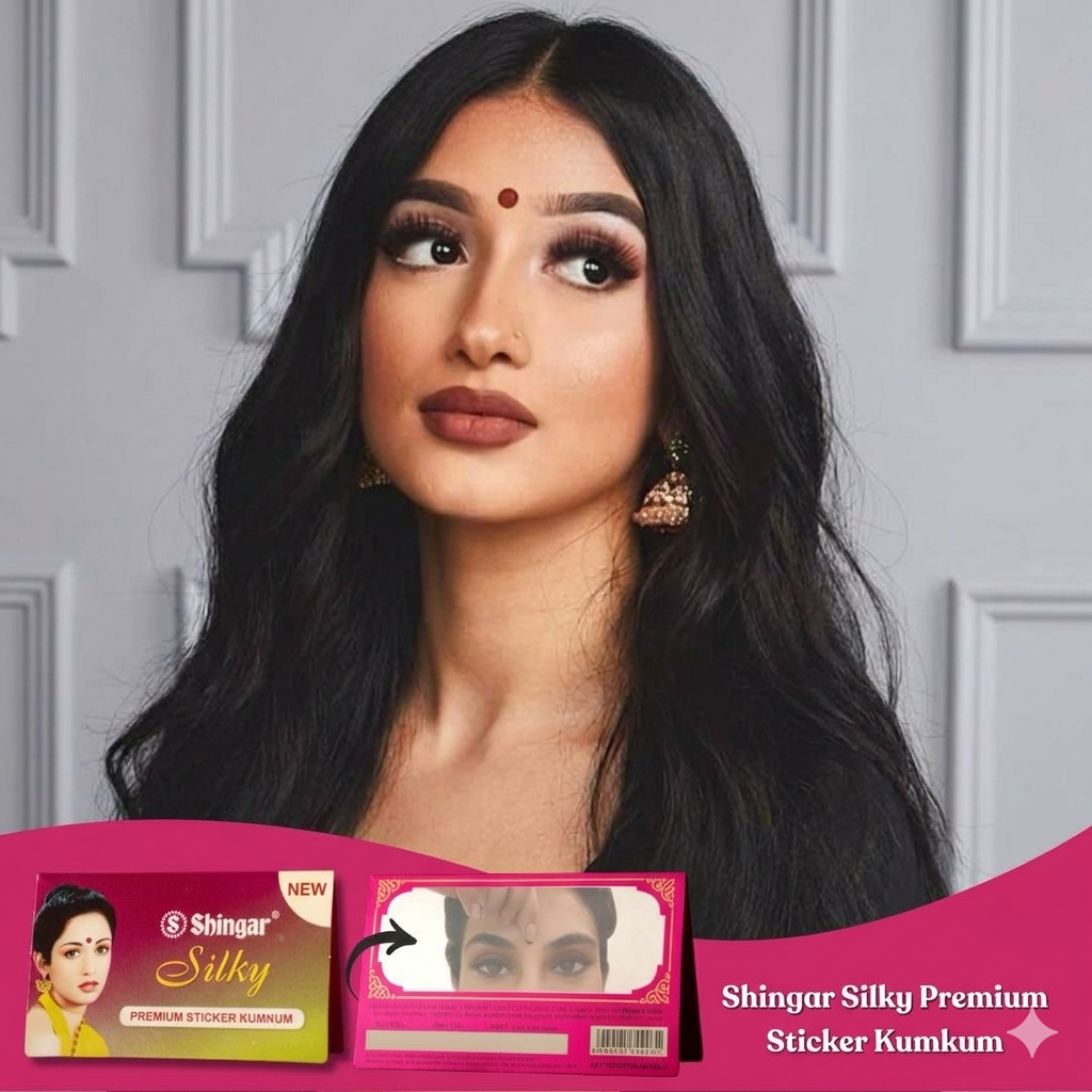 Shingar Silky Premium Sticker Kumkum: Antimicrobial, Antifungal, Skin-Safe Adhesive - Pack Of 10 Shingar Silky