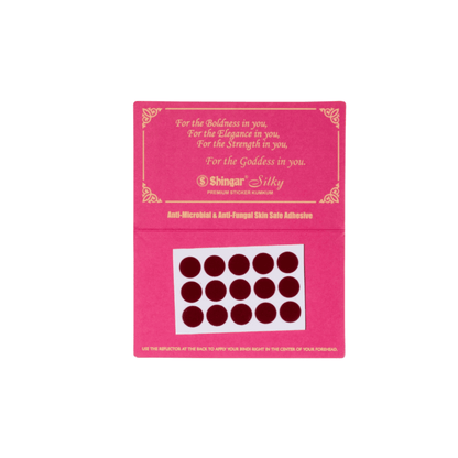 Shingar Silky Premium Sticker Kumkum: Antimicrobial, Antifungal, Skin-Safe Adhesive - Pack Of 10