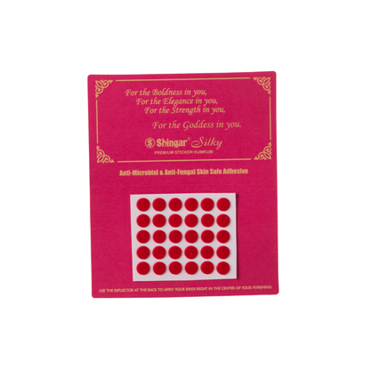 Shingar Silky Premium Sticker Kumkum: Antimicrobial, Antifungal, Skin-Safe Adhesive - Pack Of 10