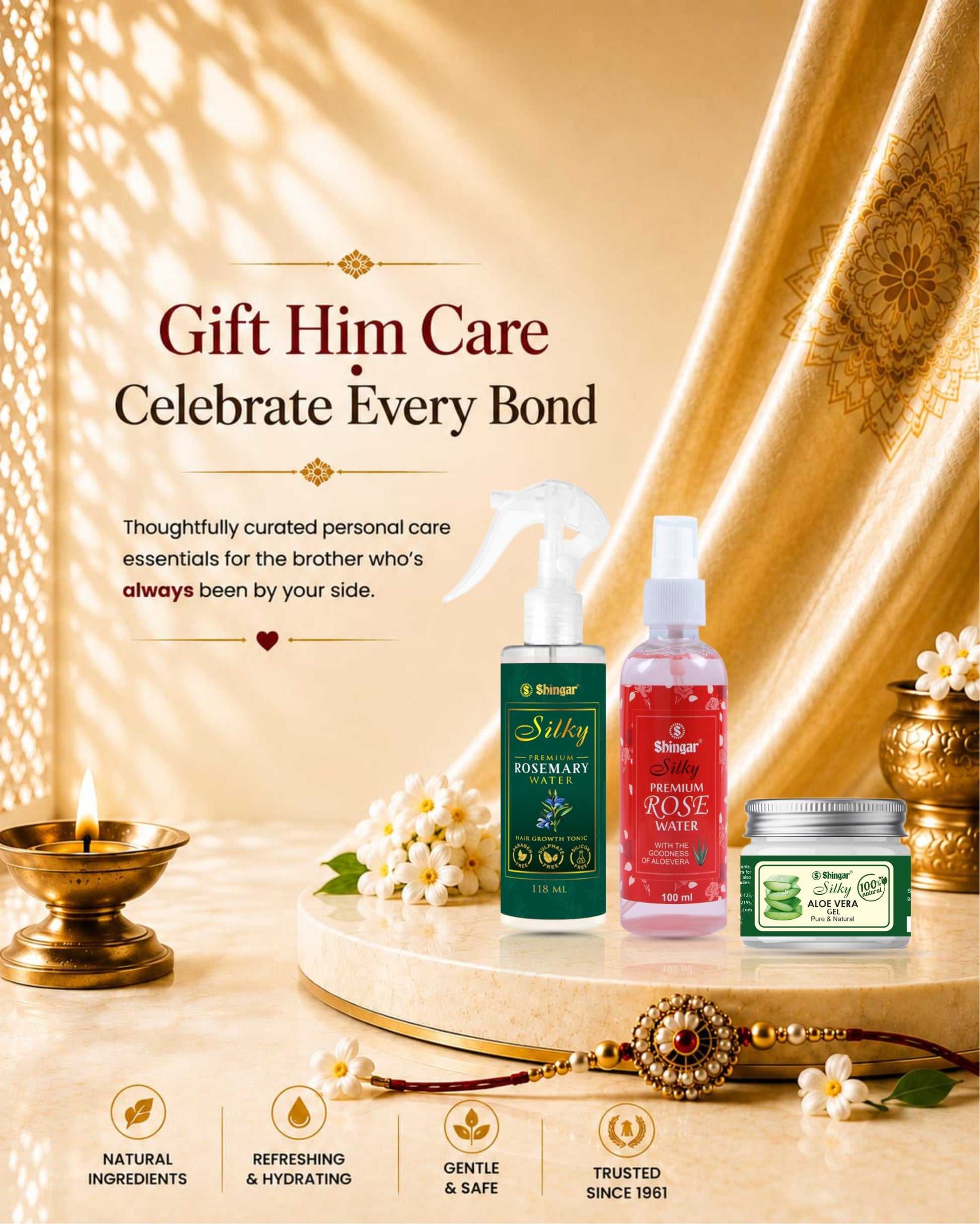 Shingar Silky Personal Care Kit – Rose Water, Rosemary Water & Aloe Vera Gel